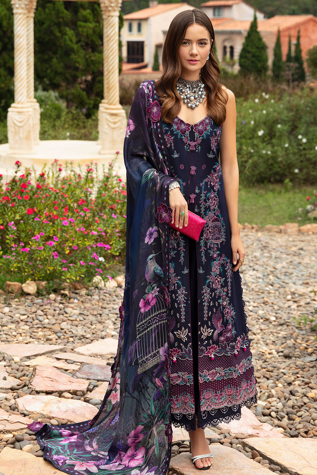 DEEP BLUE-3PC LAWN EMBROIDERED SUIT-Z-803