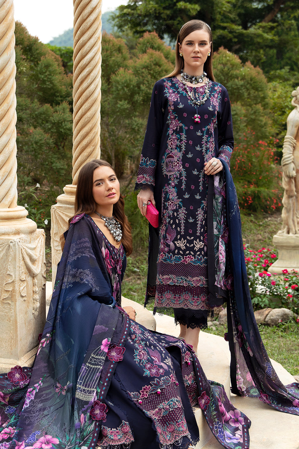 DEEP BLUE-3PC LAWN EMBROIDERED SUIT-Z-803