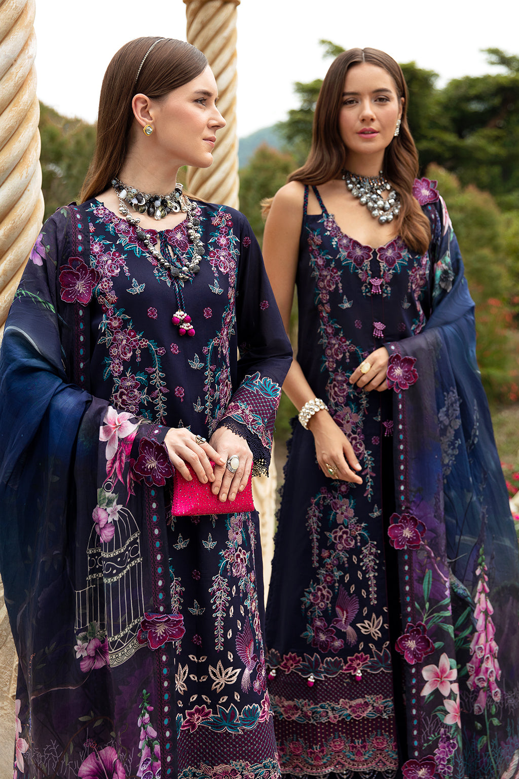 DEEP BLUE-3PC LAWN EMBROIDERED SUIT-Z-803