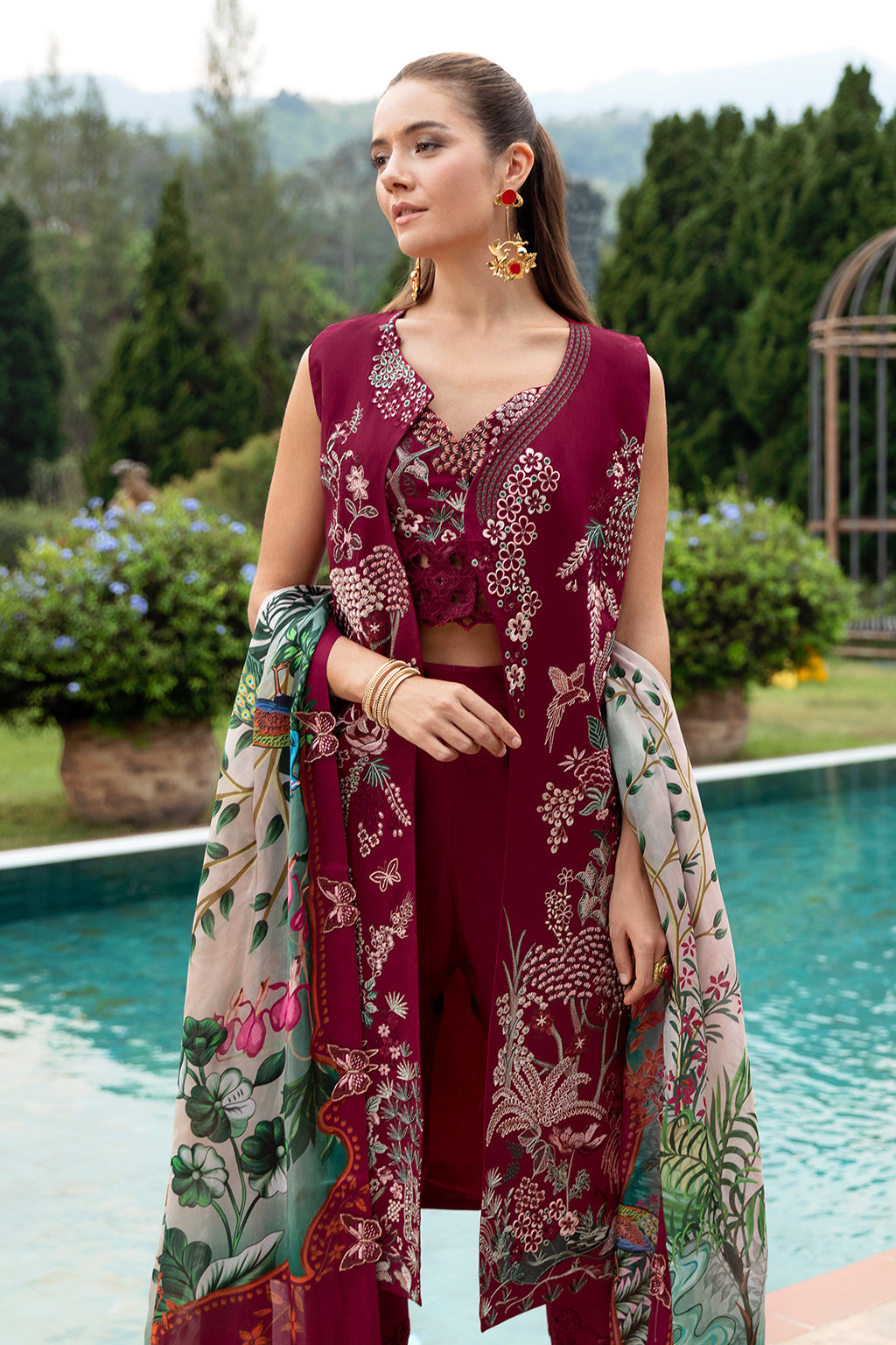 Crimson glow-3PC LAWN EMBROIDERED SUIT-Z-802