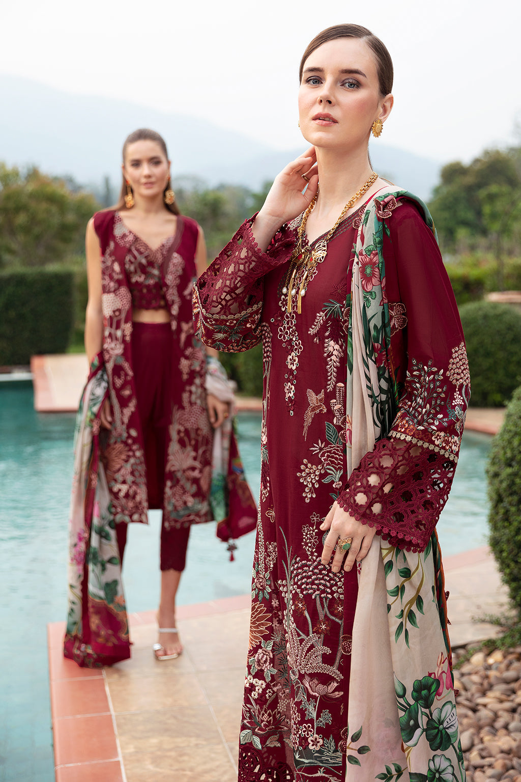 Crimson glow-3PC LAWN EMBROIDERED SUIT-Z-802