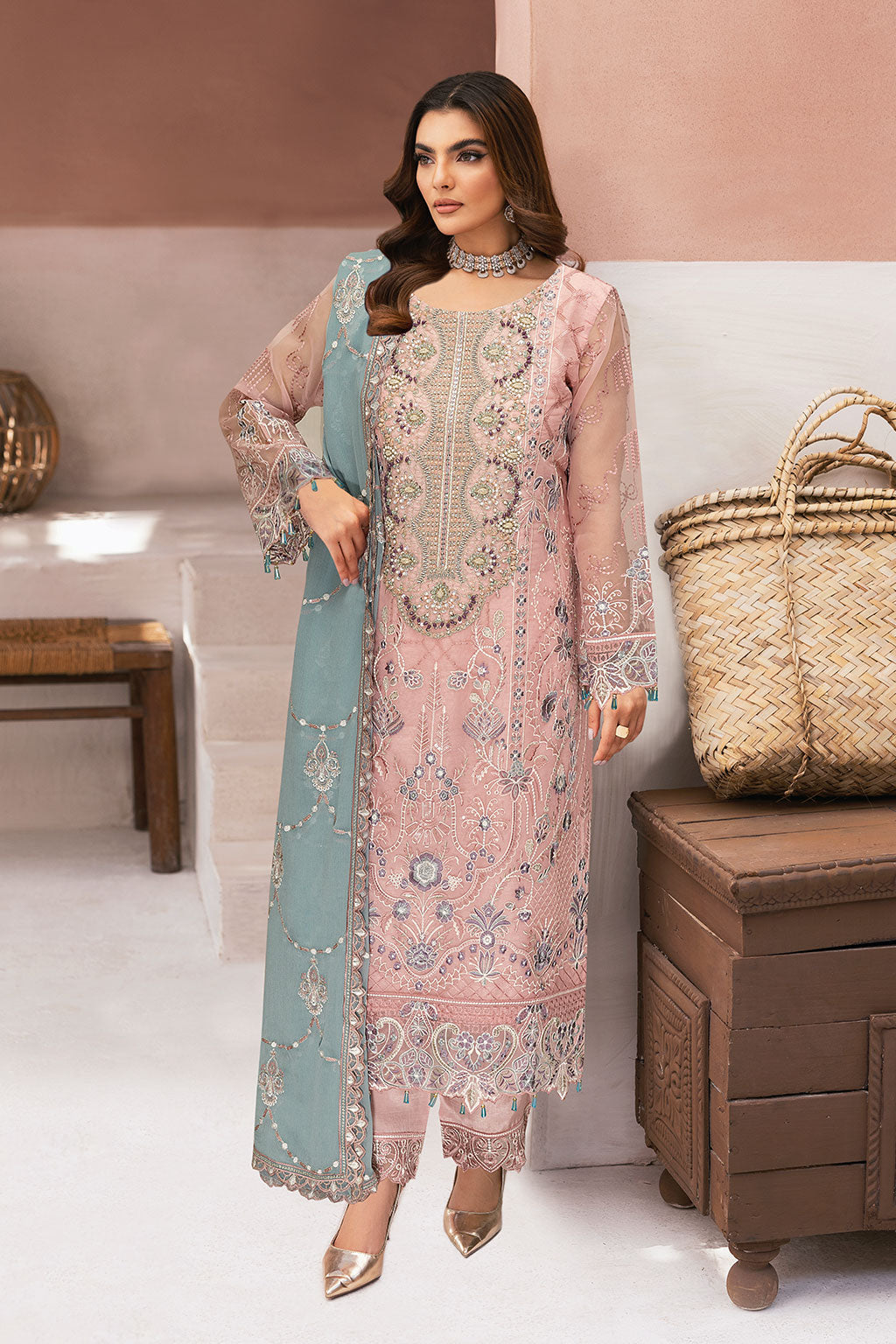 pakistani organza dresses 2018 Organza Embroidered Dresses for Women in Pakistan Ramsha