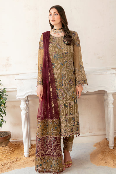 Sereen Ramsha Official Dress Material Pakistani Suit Top Georgette With  Embroidery